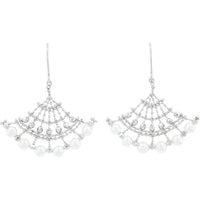 18K White Gold Pearl Drop Earrings - 3.6mm Pearls