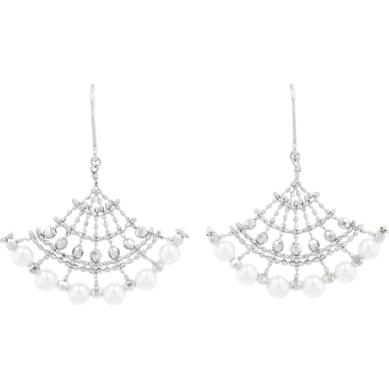 18K White Gold Pearl Drop Earrings - 3.6mm Pearls