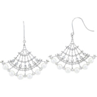 18K White Gold Pearl Drop Earrings - 3.6mm Pearls