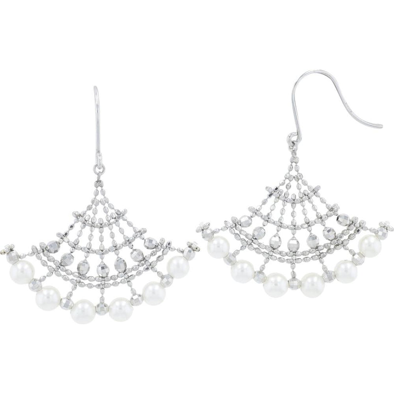 18K White Gold Pearl Drop Earrings - 3.6mm Pearls