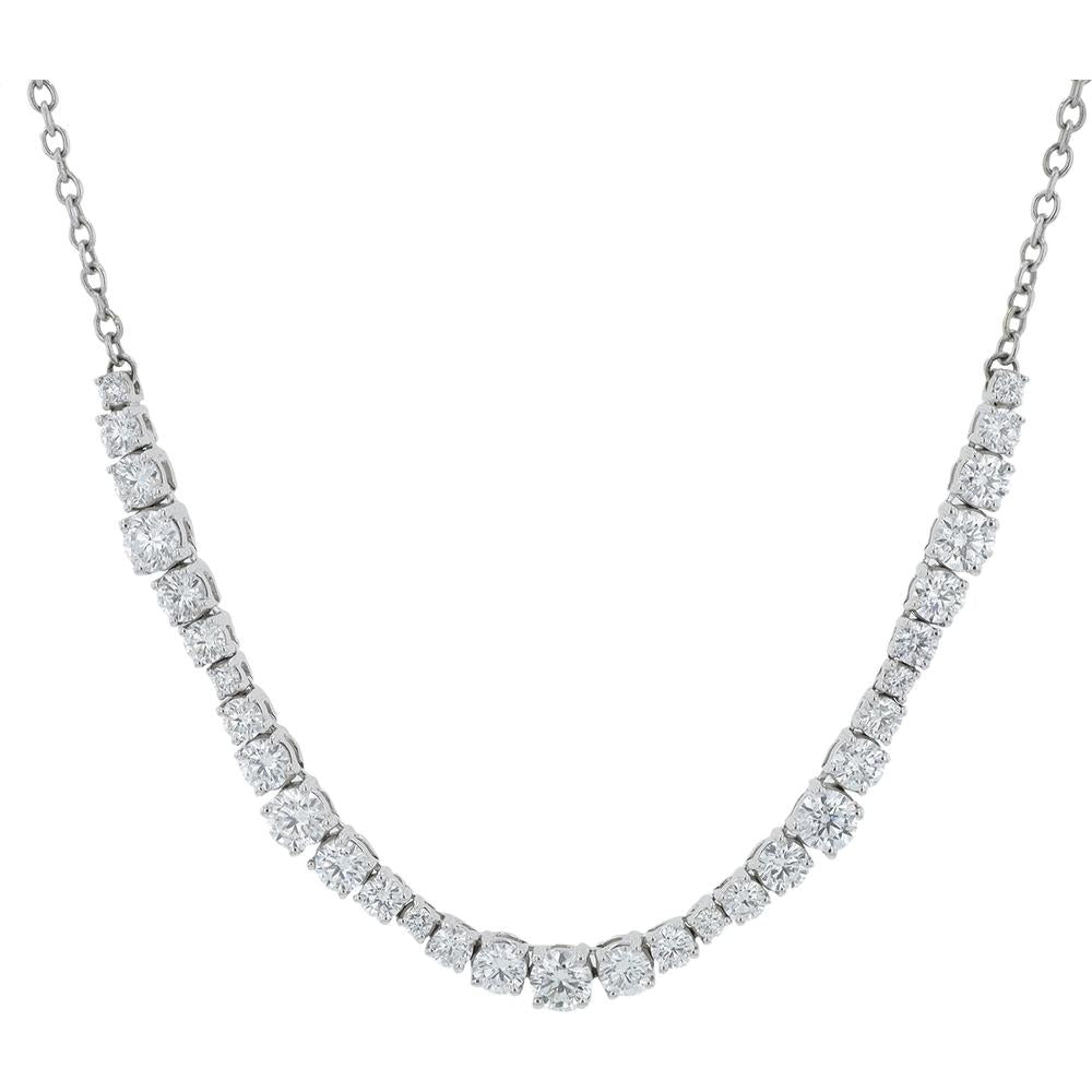 18K White Gold Penny Preville 18" Graduating Diamond Necklace with Modern Station Settings - 1.89 Carat Total Diamond Weight