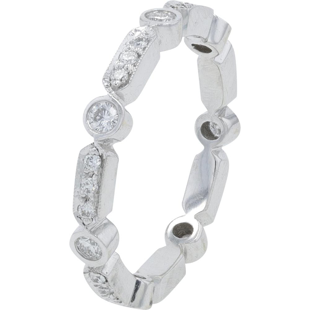 18K White Gold Penny Preville Bezel & Pavé Diamond Eternity Band - 0.37 Carat Total Diamond Weight