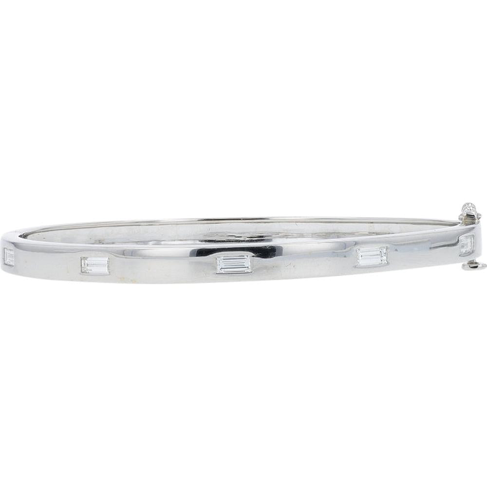 18K White Gold Penny Preville Diamond Bangle Bracelet with Baguette Diamonds - 0.70 Carat Total Diamond Weight