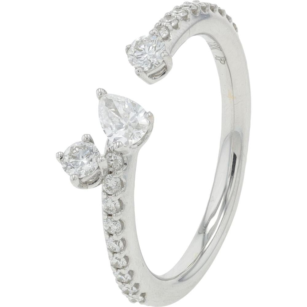 18K White Gold Penny Preville Diamond Cuff Ring - 0.45 Carat Total Diamond Weight