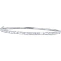 18K White Gold Penny Preville Hinged Diamond Bangle Bracelet with Milgrain - Edge Baguette Diamonds - 1.62 Carat Total Diamond Weight