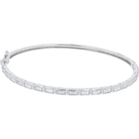 18K White Gold Penny Preville Hinged Diamond Bangle Bracelet with Milgrain - Edge Baguette Diamonds - 1.62 Carat Total Diamond Weight