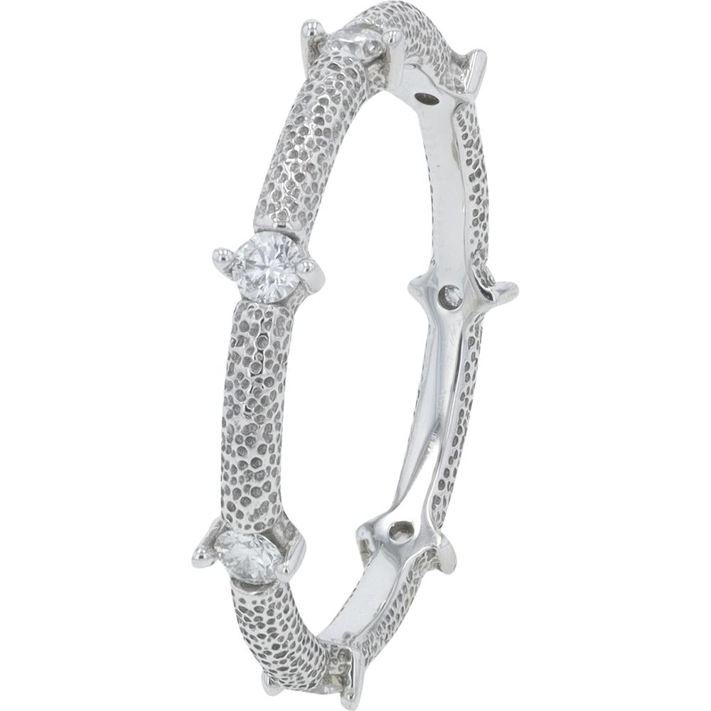 18K White Gold Penny Preville Textured Diamond Eternity - Style Band with Prong - Set Round Diamonds - 0.28 Carat Total Diamond Weight (Size 6.5)