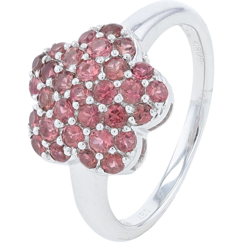 18K White Gold Pink Tourmaline Flower Ring - 0.87 Carat Total Weight