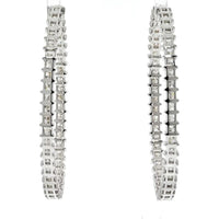 18K White Gold Princess Cut Diamond Hoop Earrings - 9.62 Carats Total Diamond Weight