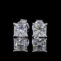 18K White Gold Princess Cut Lab Diamond Stud Earrings - 1.53 Carat Total Weight, E-F VS1 Quality with Secure Friction Backs - Covaloro Fine Jewelry