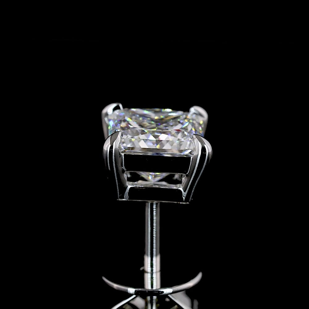 18K White Gold Princess Cut Lab Diamond Stud Earrings - 1.53 Carat Total Weight, E-F VS1 Quality with Secure Friction Backs - Covaloro Fine Jewelry