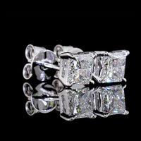 18K White Gold Princess Cut Lab Diamond Stud Earrings - 1.53 Carat Total Weight, E-F VS1 Quality with Secure Friction Backs - Covaloro Fine Jewelry