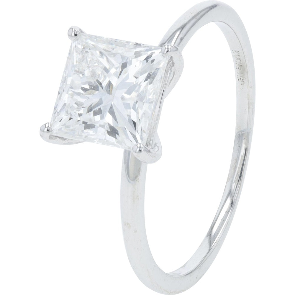 18K White Gold Princess Cut Lab Grown Diamond Solitaire Engagement Ring - 1.96 Carat Total Diamond Weight