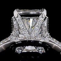 18K White Gold Radiant Cut Diamond Halo Ring with Pavé Shank - 5.46 Carat Total Weight (4.10 Carat F VVS2 Center) - Covaloro Fine Jewelry