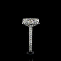 18K White Gold Radiant Cut Diamond Halo Ring with Pavé Shank - 5.46 Carat Total Weight (4.10 Carat F VVS2 Center) - Covaloro Fine Jewelry