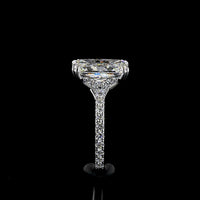 18K White Gold Radiant Cut Hidden Halo Ring with 5.12 Carat F VVS2 Lab Diamond and 34 Diamond Accents - 5.71 Total Carat Weight - Covaloro Fine Jewelry