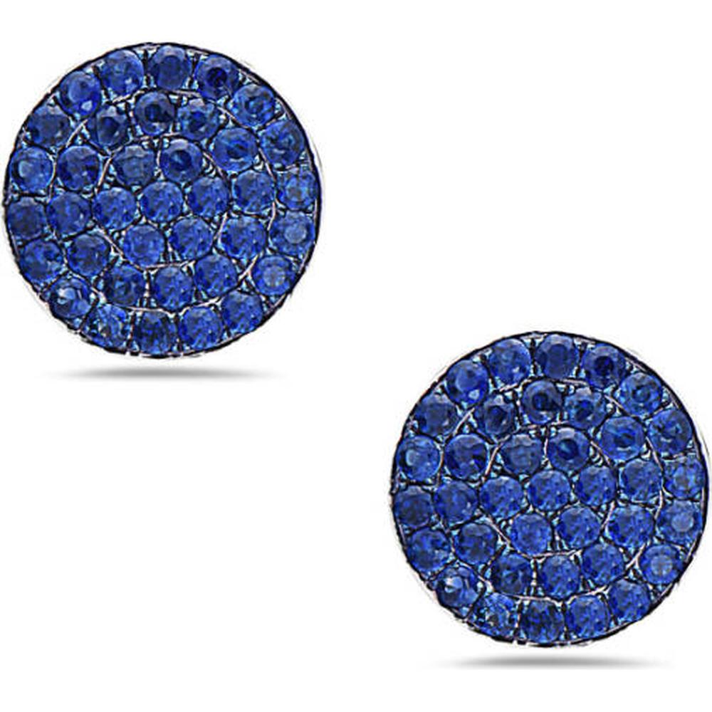 18K White Gold Round Blue Sapphire Stud Earrings by Afarin