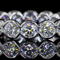 18K White Gold Round Brilliant Cut Lab Diamond Eternity Band with Bezel Setting - 2.44 Carat Total Diamond Weight - Covaloro Fine Jewelry