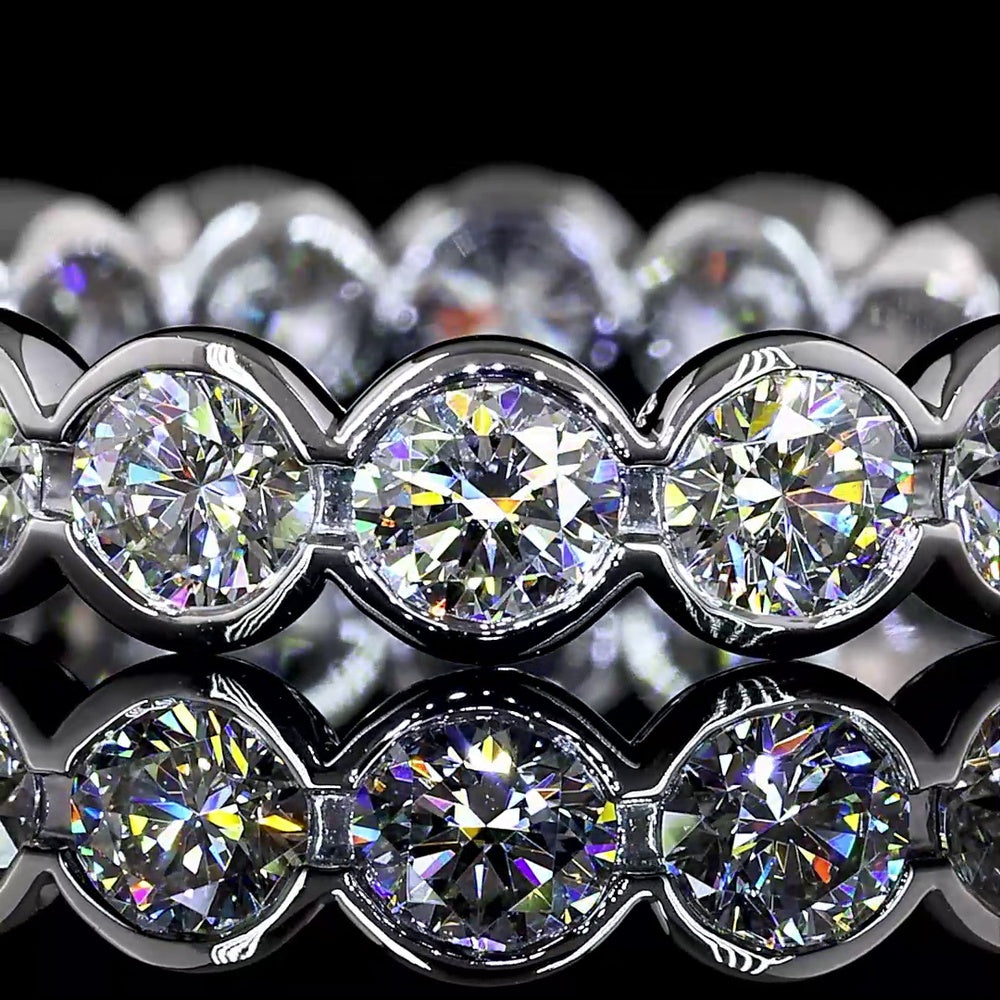 18K White Gold Round Brilliant Cut Lab Diamond Eternity Band with Bezel Setting - 2.44 Carat Total Diamond Weight - Covaloro Fine Jewelry