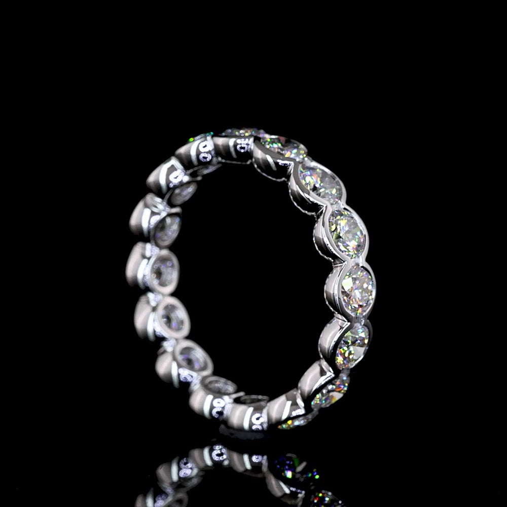 18K White Gold Round Brilliant Cut Lab Diamond Eternity Band with Bezel Setting - 2.44 Carat Total Diamond Weight - Covaloro Fine Jewelry