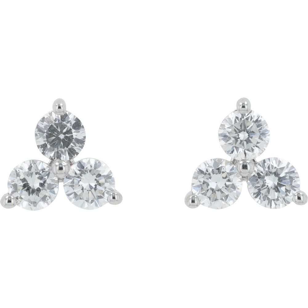 18K White Gold Round Brilliant Lab-Grown Diamond Stud Earrings - 1.00 Carat Total Weight