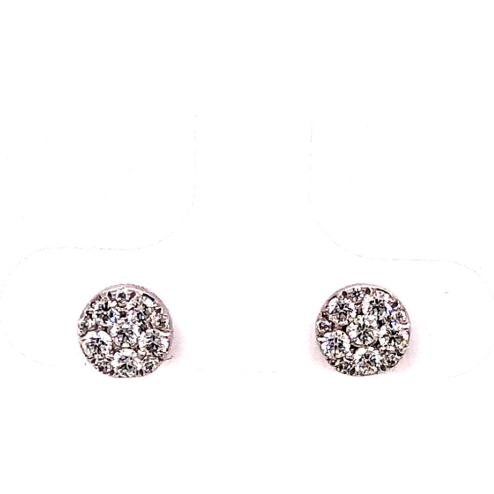 18K White Gold Round Cluster Diamond Stud Earrings by Afarin