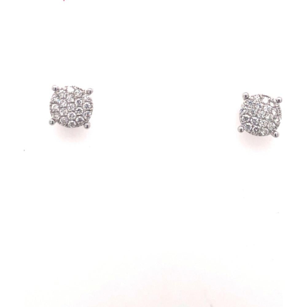 18K White Gold Round Diamond Cluster Stud Earrings by Afarin