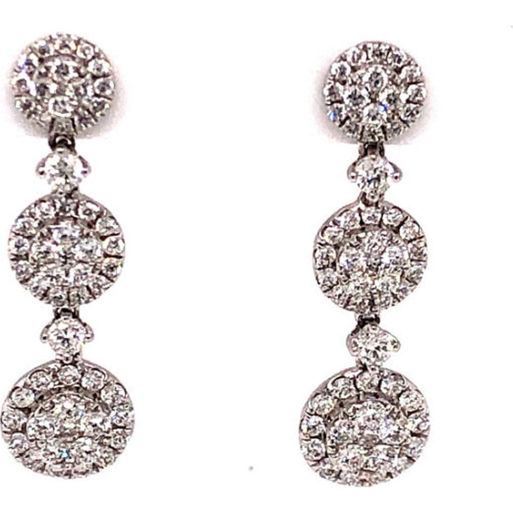 18K White Gold Round Diamond Drop Earrings by Afarin