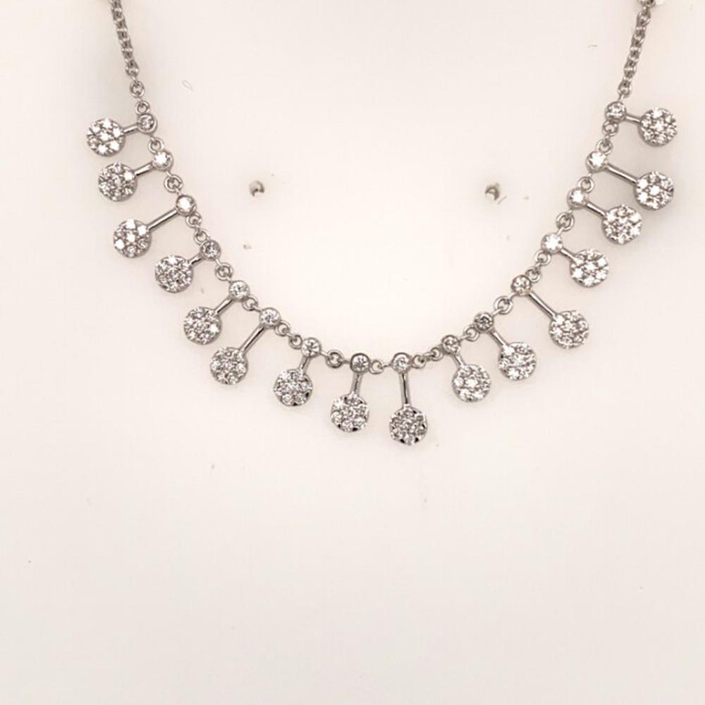 18K White Gold Round Diamond Drop Station Necklace by Afarin