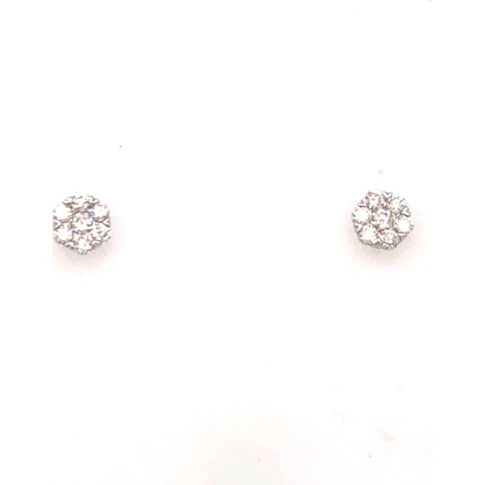18K White Gold Round Diamond Stud Earrings by Afarin