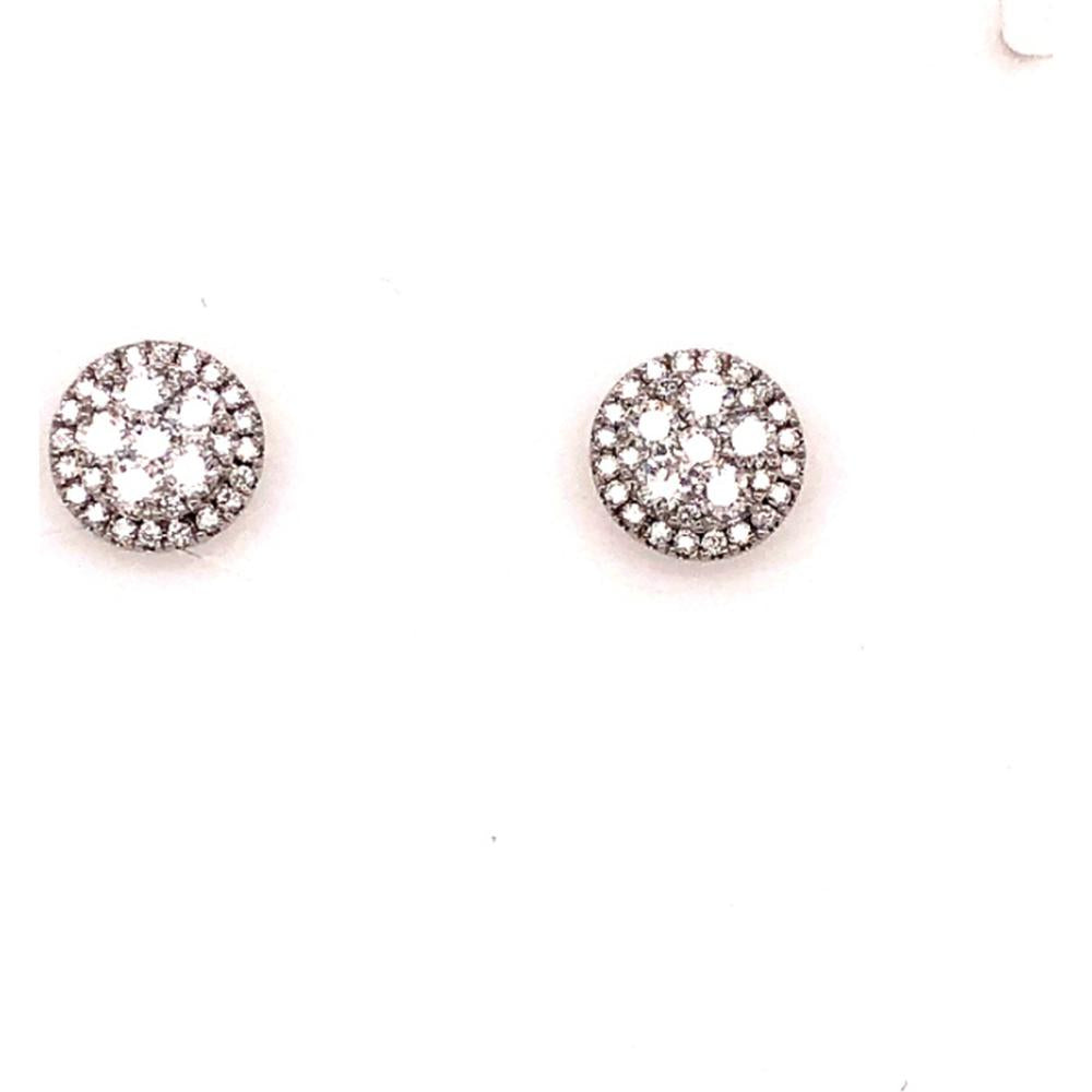 18K White Gold Round Floral Cluster Diamond Stud Earrings by Afarin