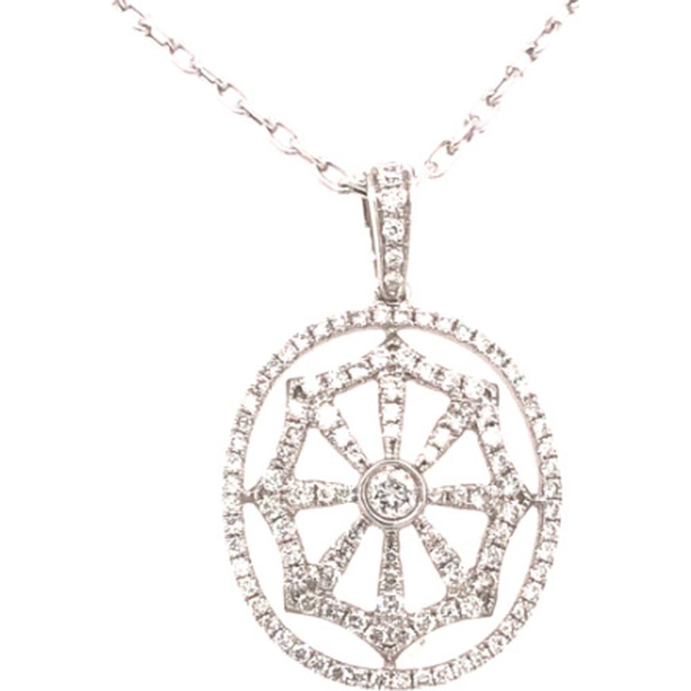 18K White Gold Round Geometric Diamond Pendant Necklace by Afarin
