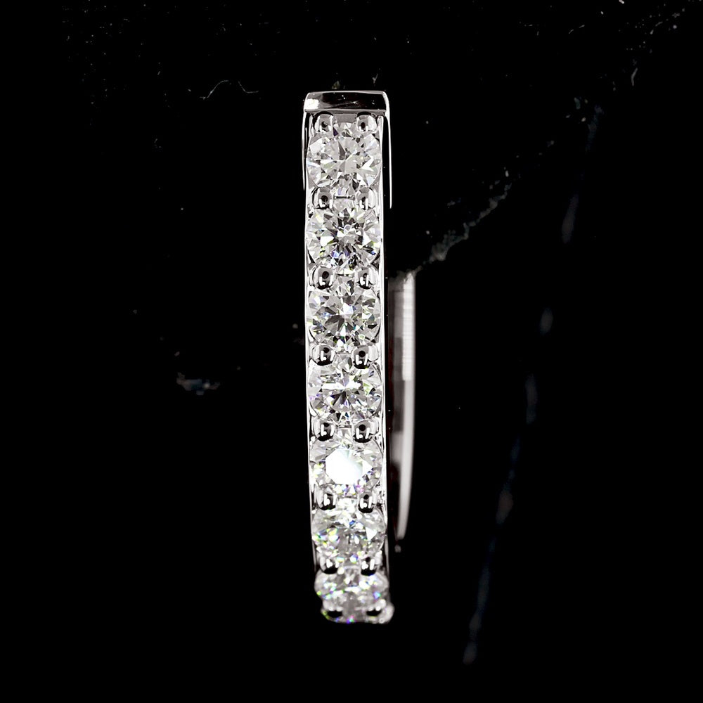 18K White Gold Round Huggie Earrings with Prong Set Brilliant Cut Lab Diamonds - 0.29 Carat Total Diamond Weight (16 Stones) - Covaloro Fine Jewelry