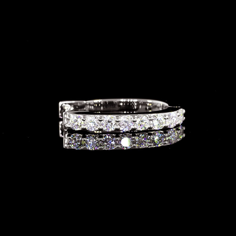 18K White Gold Round Huggie Earrings with Prong Set Brilliant Cut Lab Diamonds - 0.29 Carat Total Diamond Weight (16 Stones) - Covaloro Fine Jewelry