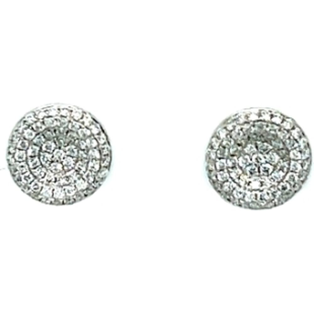 18K White Gold Round Pavé Diamond Stud Earrings by Afarin