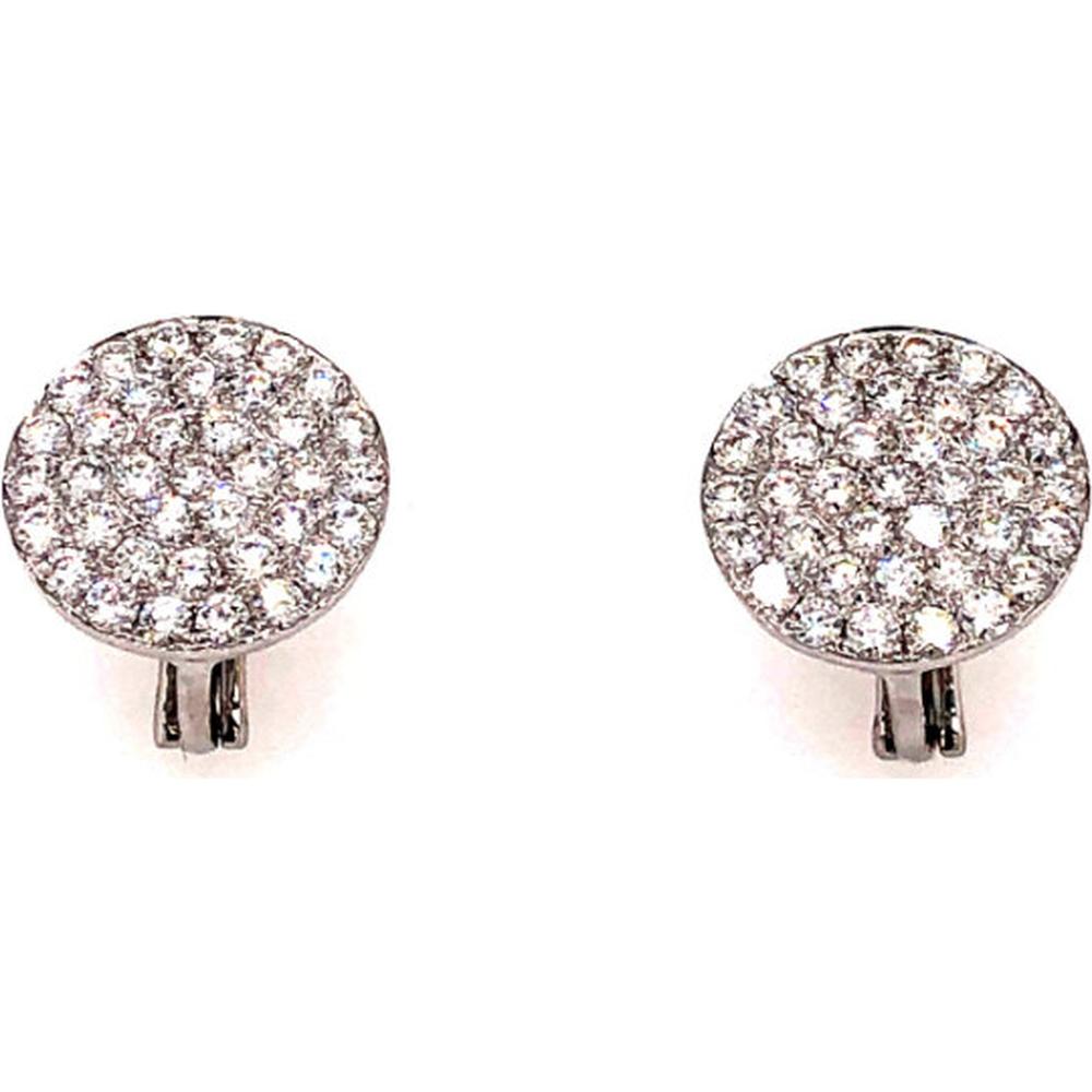 18K White Gold Round Pavé Diamond Stud Earrings by Afarin