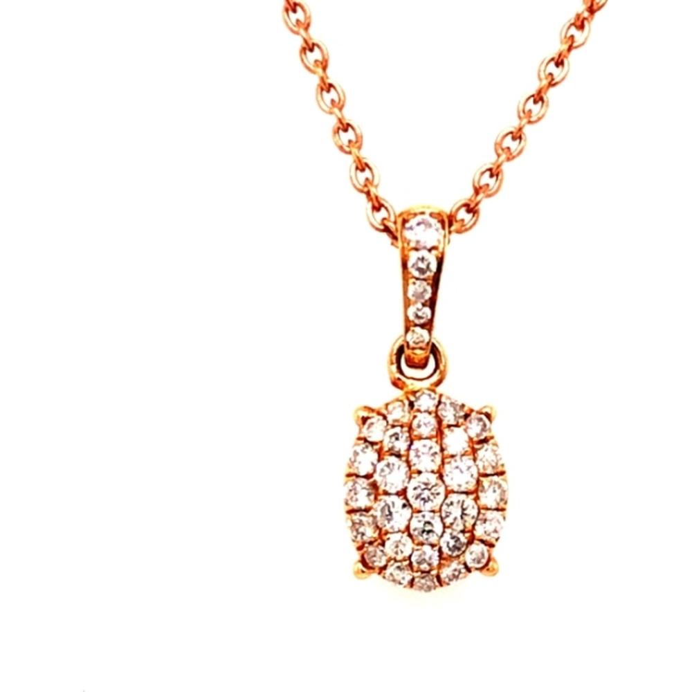 18K White Gold Rounded Diamond Cluster Pendant Necklace with Diamond-Set Bail by Afarin