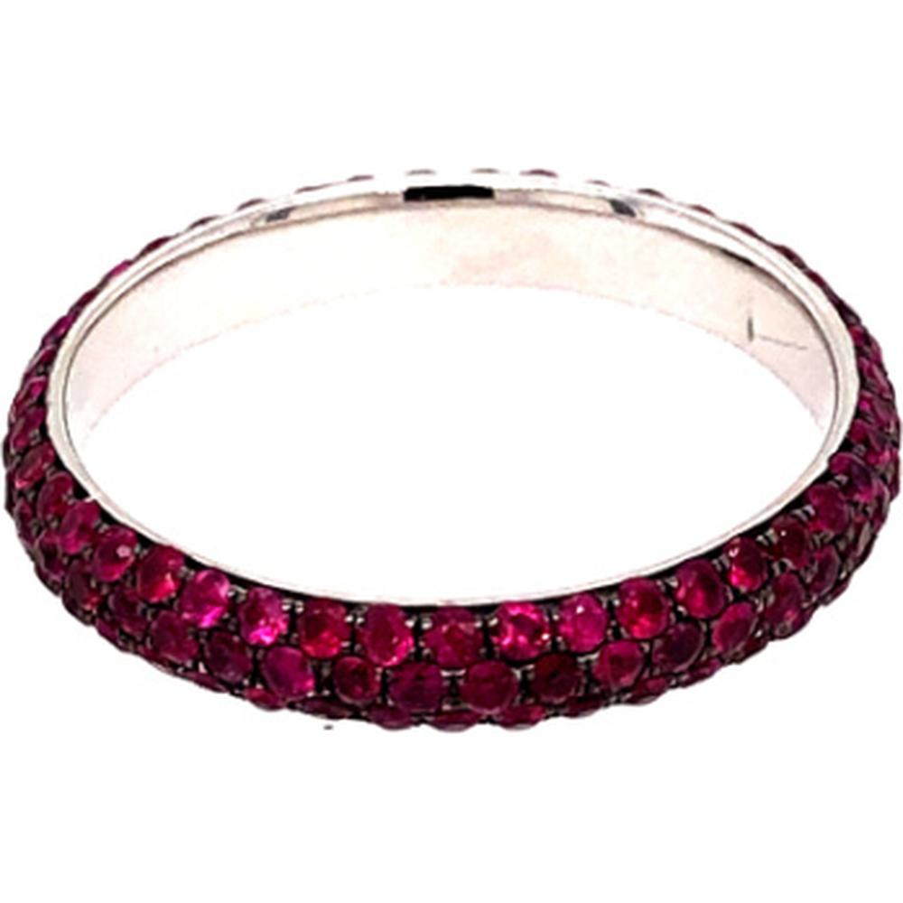 18K White Gold Ruby Band Ring with Round Rubies by Afarin