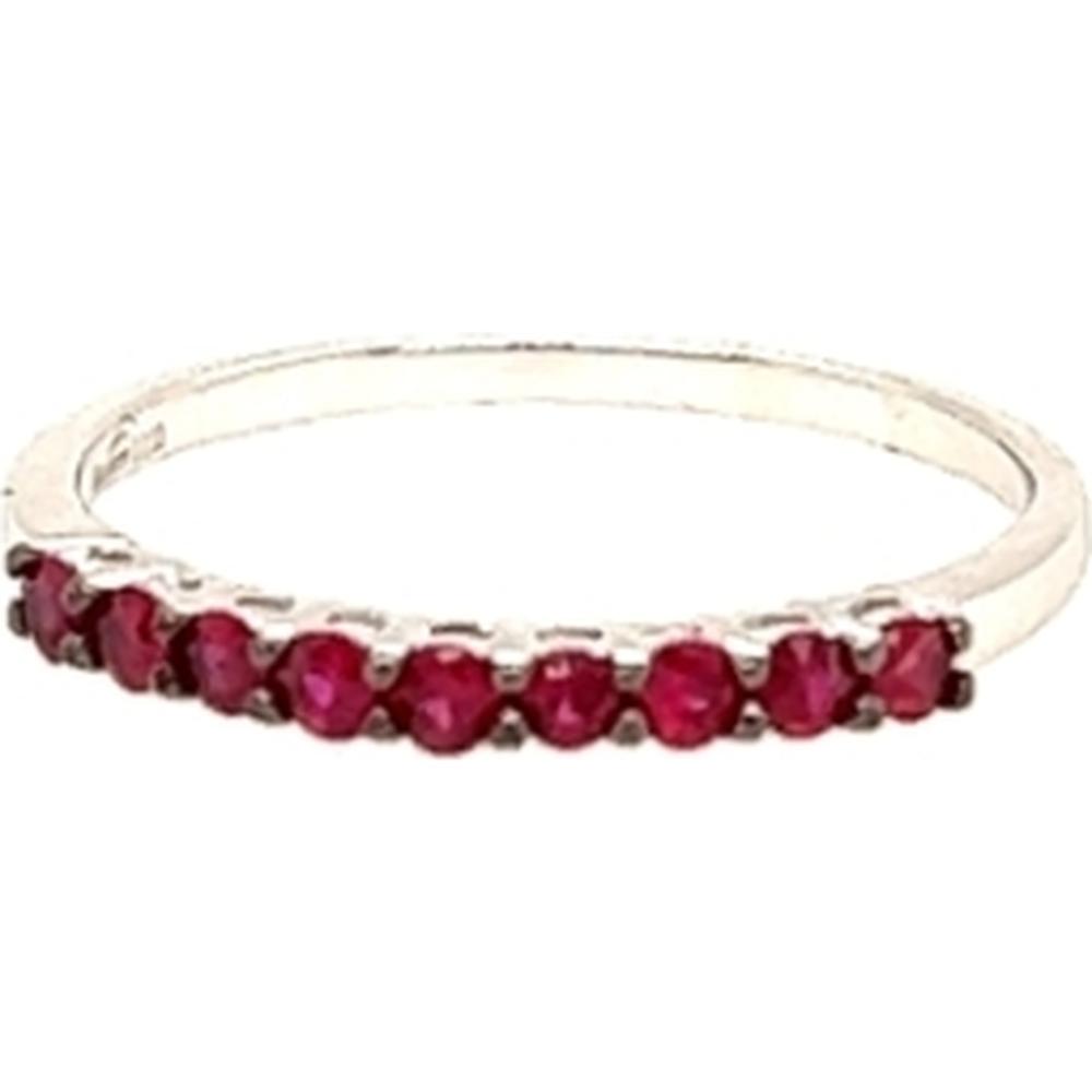 18K White Gold Ruby Band Ring with Round Rubies by Afarin