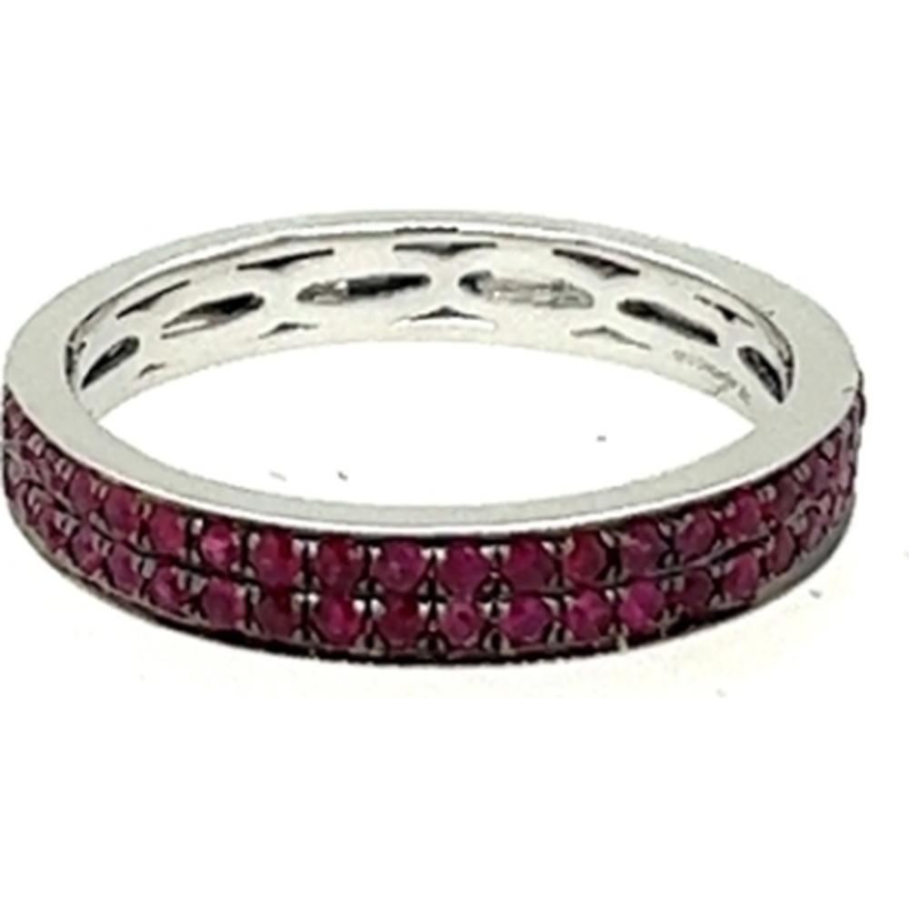18K White Gold Ruby Band Ring with Round Rubies by Afarin