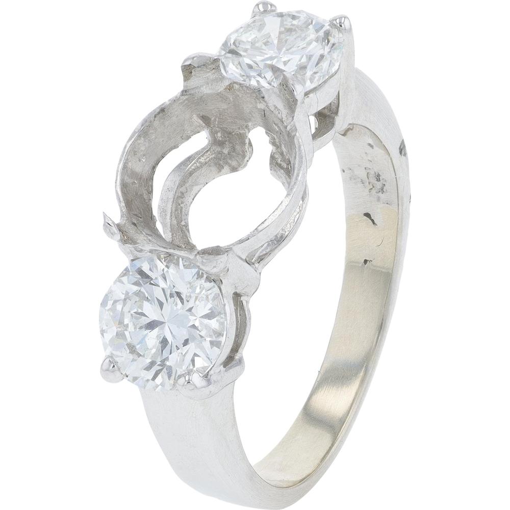 18K White Gold Semi-Mount Engagement Ring with 2.04 Carats of Round Diamonds