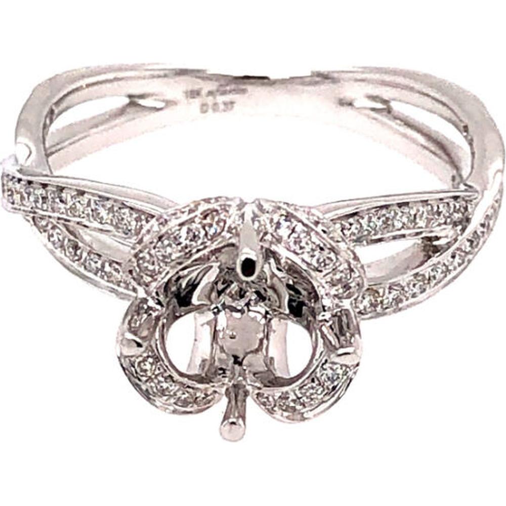 18K White Gold Semi-Mount Ring with Diamond Accents and Openwork Gallery by Afarin