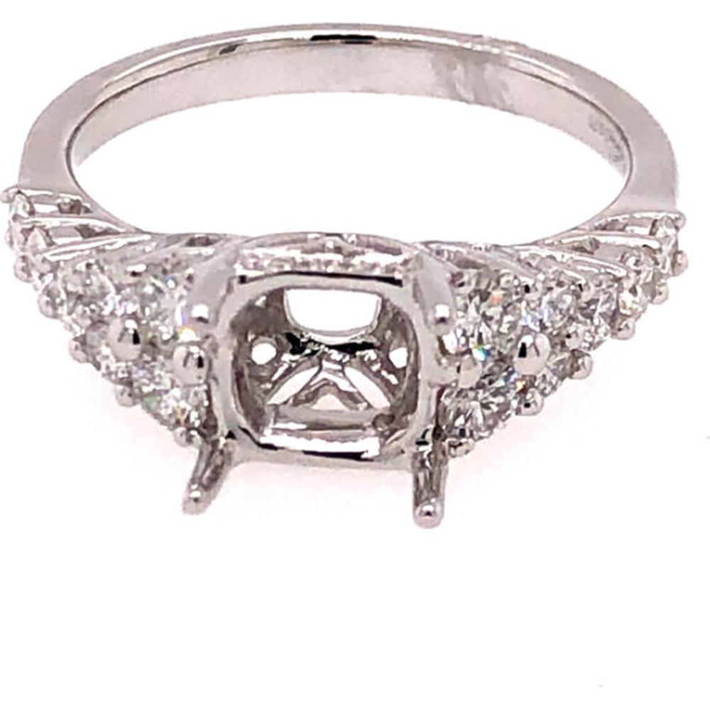 18K White Gold Semi-Mount Ring with Tapered Diamond Accent Shoulders by Afarin
