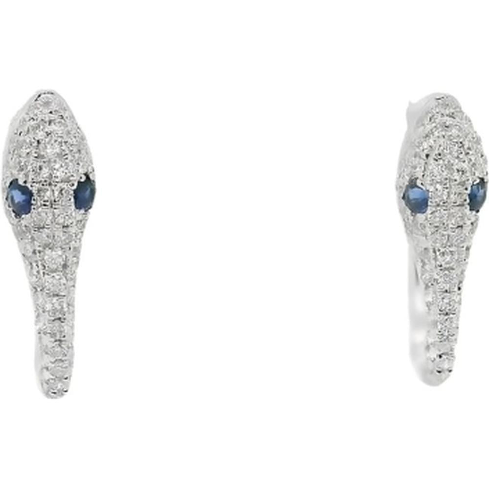 18K White Gold Serpent-Inspired Diamond and Blue Sapphire Earrings by Afarin