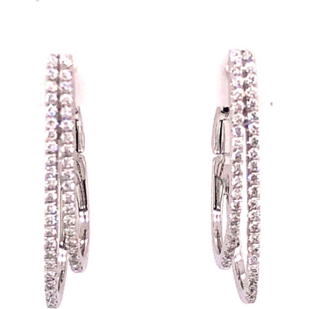 18K White Gold Small Hoop Diamond Earrings by Afarin