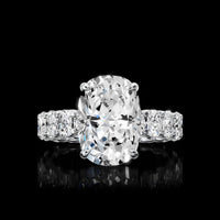 18K White Gold Solitaire Diamond Shank Ring with 2.62 Carat Cushion Brilliant Cut Lab Diamonds E-F VS1 - Covaloro Fine Jewelry