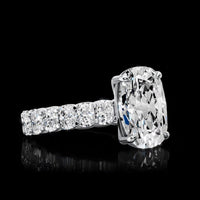18K White Gold Solitaire Diamond Shank Ring with 2.62 Carat Cushion Brilliant Cut Lab Diamonds E-F VS1 - Covaloro Fine Jewelry