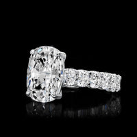 18K White Gold Solitaire Diamond Shank Ring with 2.62 Carat Cushion Brilliant Cut Lab Diamonds E-F VS1 - Covaloro Fine Jewelry