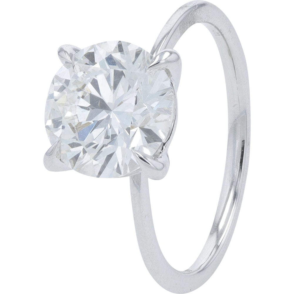 18K White Gold Solitaire Engagement Ring with 3.00 Carat Lab Grown Round Diamond - F Color VS1 Clarity