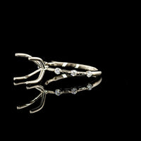 18K White Gold Solitaire Ring with Crisscross Shank and Round Brilliant Cut Lab Diamonds - 3.15 Carat Total Diamond Weight (3.00 Carats Center, 0.15 Carats Accents) GIA Certified E VS1 - Covaloro Fine Jewelry
